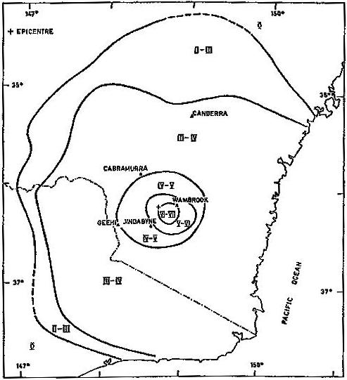 Fig. 2. Isoseismal map for Berridale earthquake.